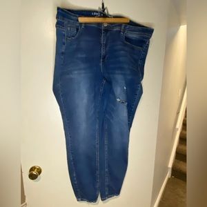 Size 22 Distressed Stretchy Skinny Jeans